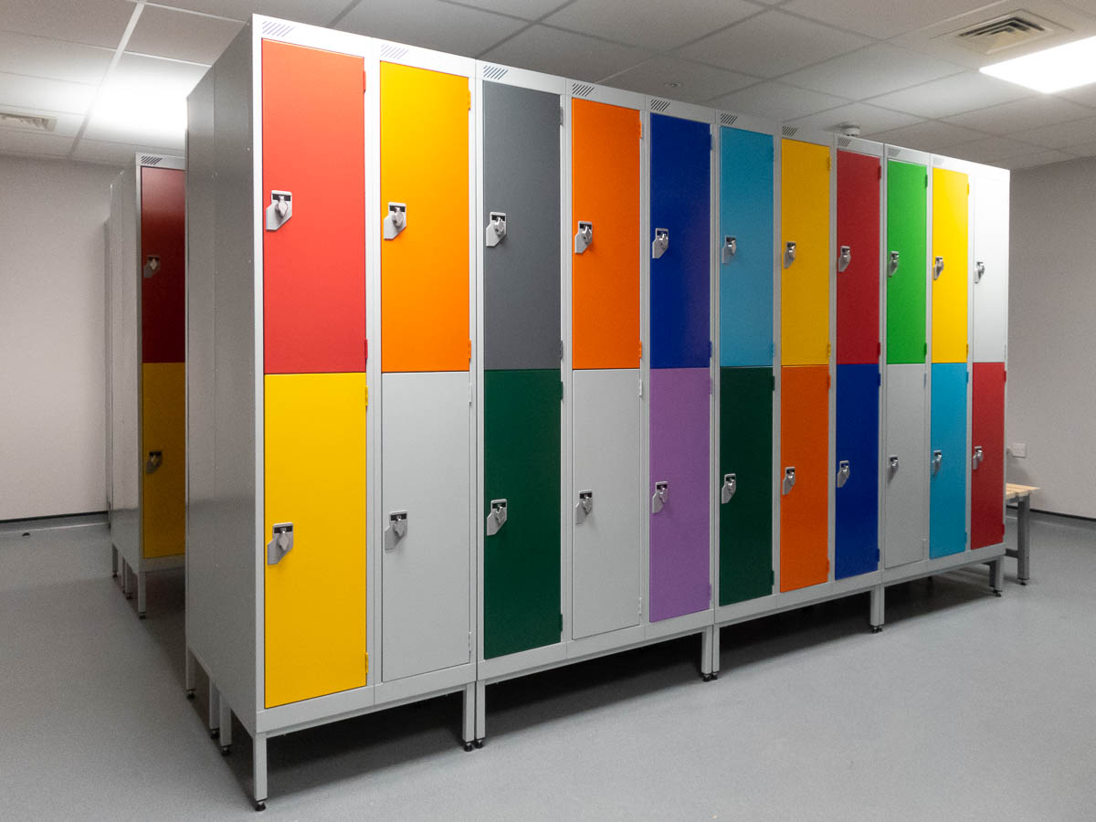 Multi-coloured metal lockers