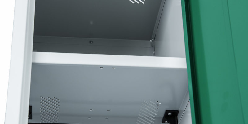 Perforations of metal heated locker
