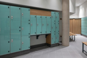 Blue Glass lockers, including DDA half height lockers for disabled users