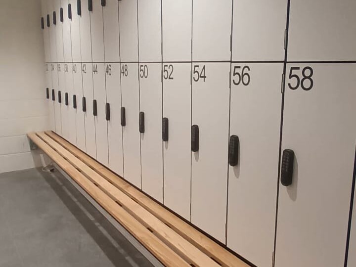 white heated lockers